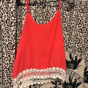 Pink spaghetti strap tank top.